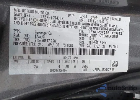2014 Ford Focus Se from USA, damaged, VIN 1FADP3F25EL123912